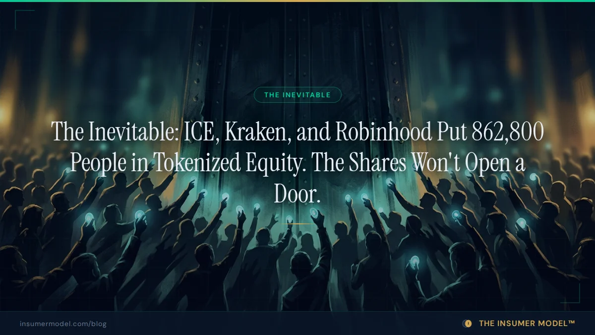 The Inevitable: ICE, Kraken, and Robinhood Put Stocks On-Chain. The Shares Still Won't Open a Door.