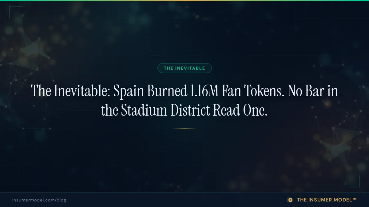 The Inevitable: Spain Burned 1.16M Fan Tokens. No Bar in the Stadium District Read One.