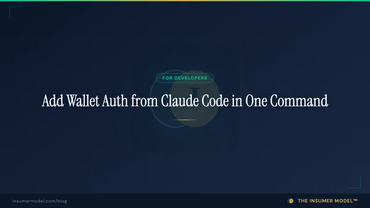 Add Wallet Auth from Claude Code in One Command
