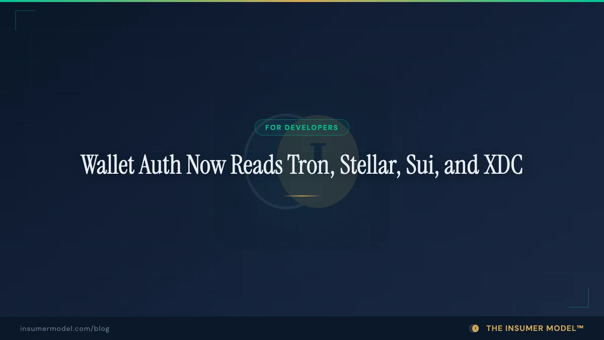 Wallet Auth Now Reads Tron, Stellar, Sui, and XDC